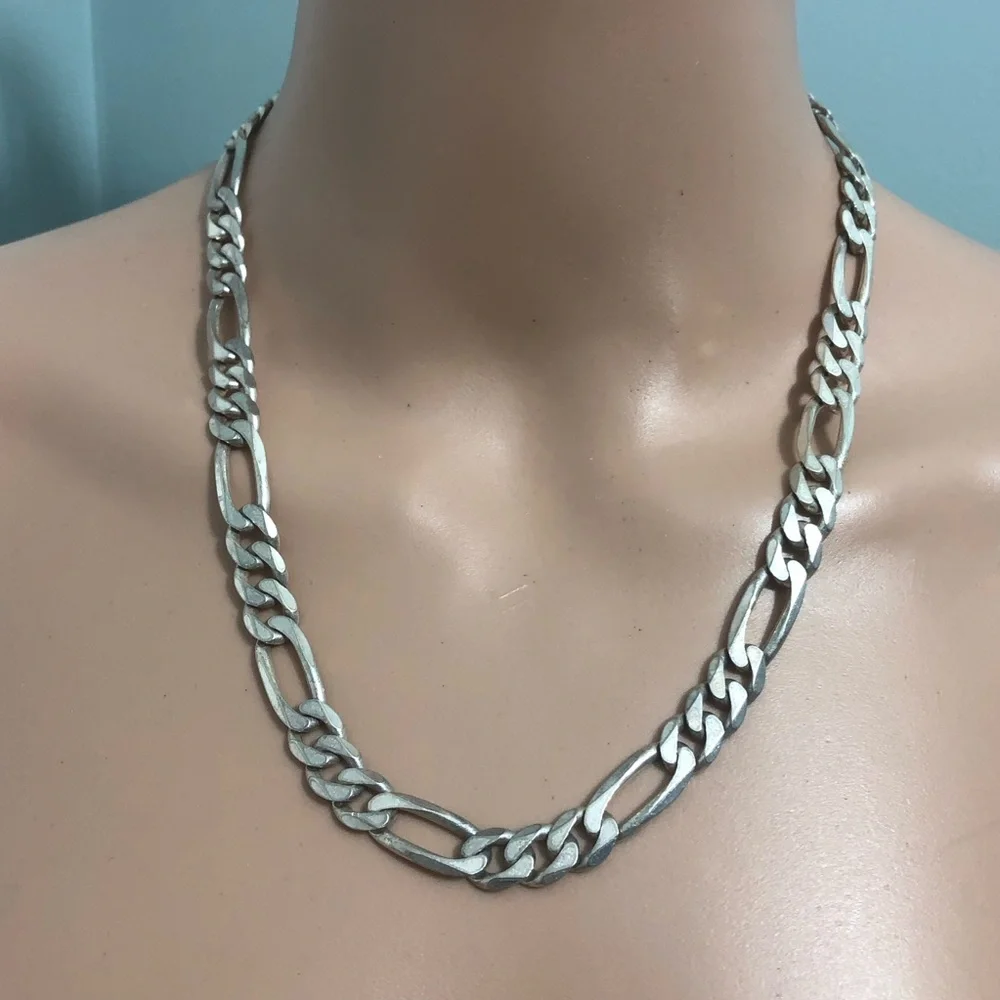 Sterling Silver Figaro Link Italy OTC  20 In Chain Necklace HEAVY 62g